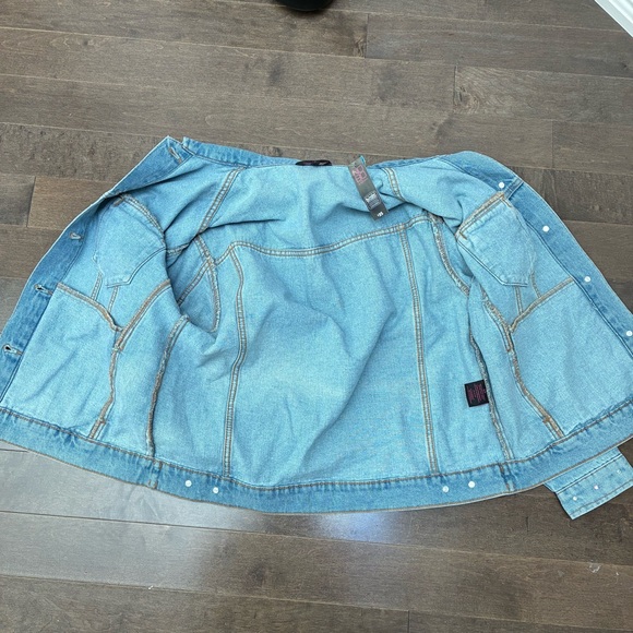 George Light Blue Denim Jacket with Rhinestones NWT - Picture 5 of 13